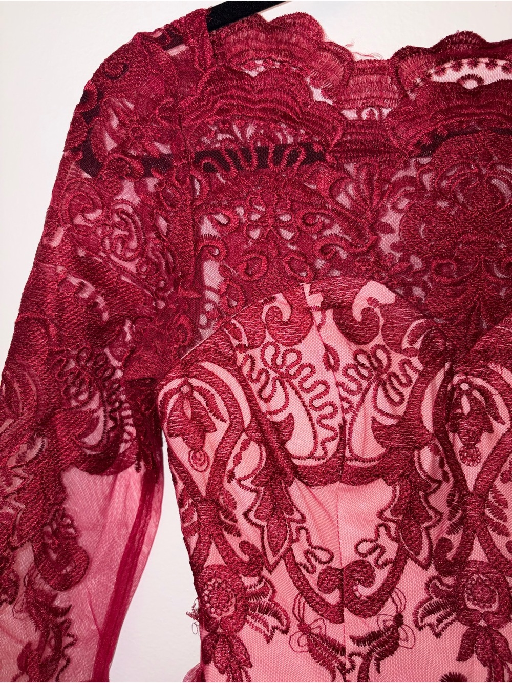 Chi Chi London Burgundy Lace Party Dress - 2 - Picture 6 of 8
